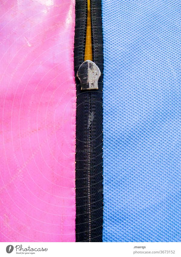 segregation of the sexes Pink Blue Black Zipper Border demarcation Divide Gender Colour Plastic