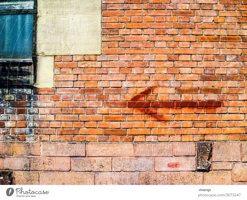 arrow Arrow Wall (building) Brick wall Window Old Red Decline Left