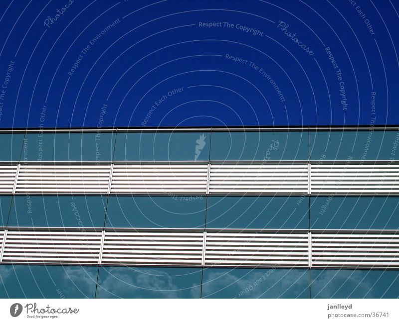 Facade meets sky Worm's-eye view Stripe Architecture Sky Blue Modern