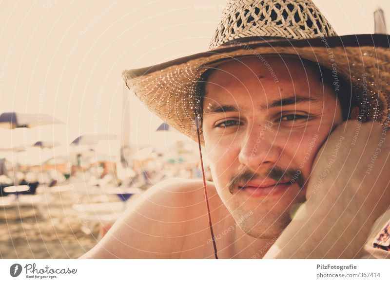 Cowboy on vacation Vacation & Travel Trip Far-off places Freedom Summer Summer vacation Sun Sunbathing Beach Ocean Masculine Young man Youth (Young adults) Head