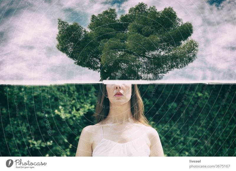 the trees in the head woman people human thinking ecologic greeny forest cloud sky mountain hill nature outdoor tourism trip travel view scene cloudy leaf