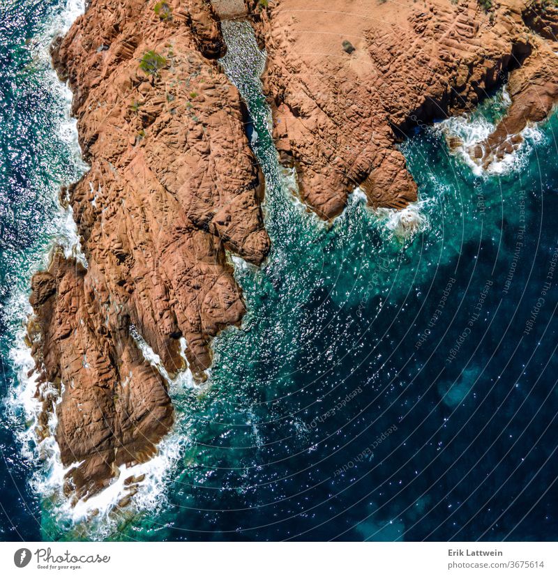 Amazing aerial view over Cap Roux in France at the Cote D Azur cape red france blue coast europe sea french cloud mediterranean nature rock sky water landscape