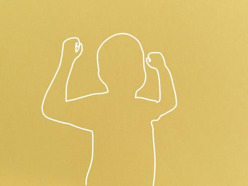 Strong children - line drawing Abstract Human being Silhouette Line drawing Illustration Neutral Background Design Drawing Minimalistic Yellow youthful