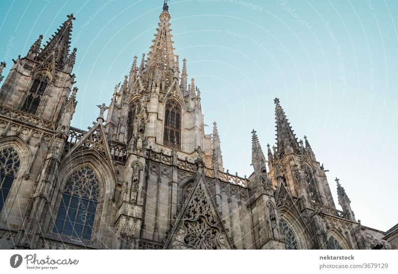 Barcelona Cathedral, Saint Eulalia Exterior Details Architecture gothic exterior low angle sky Roman Catholicism Christianity ornate no people nobody facade