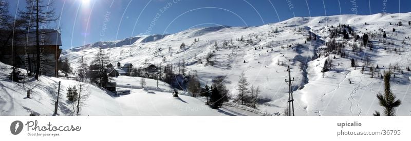 Snow-covered mountains Panorama (View) Glittering Mountain Hut Tracks Landscape Large Panorama (Format)
