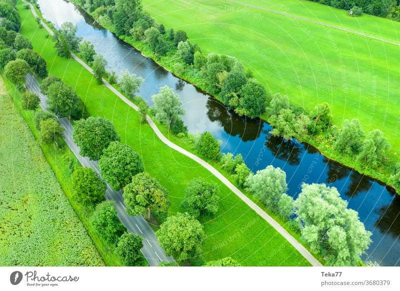#The river from above 2 River River bank Water Nature Trees in the lake from on high Street Transport drone aerial photograph