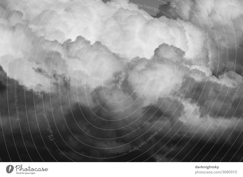 Dramatic cloud sky with cumulus clouds Back-light Twilight Light Silhouette Sunlight Copy Space middle Copy Space bottom Aerial photograph Exterior shot