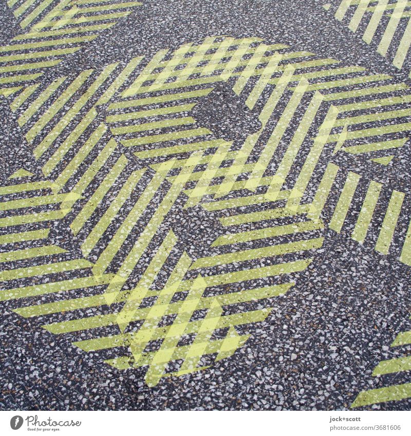 RS SR Double exposure Ground markings Neon Abstract Pattern Structures and shapes Design Letters (alphabet) Silhouette Experimental Detail Yellow Lanes & trails