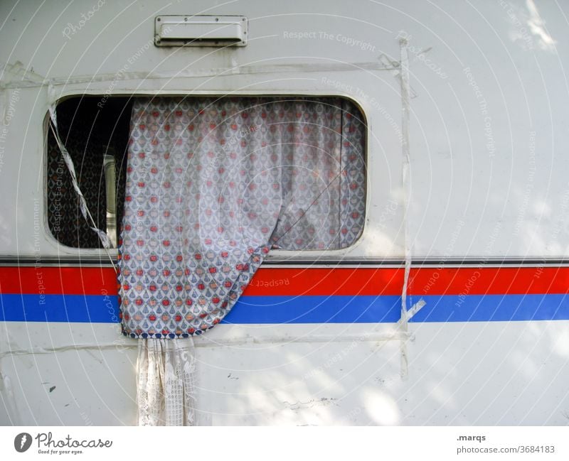 Ventilated caravan Caravan Vacation & Travel Camping Leisure and hobbies Summer vacation Relaxation Line White Exceptional Tourism Lifestyle Window Stripe