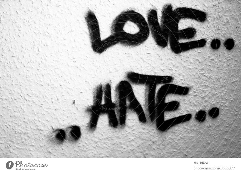 Contrasts I love and hate Love Hatred Emotions furious Aggravation Aggression Graffiti Animosity Characters Opposites contrary to Lovesickness Frustration