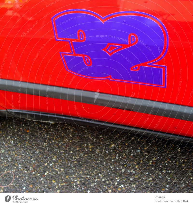 32 Digits and numbers Orange Stripe Racing car Car door Mobility Asphalt purple