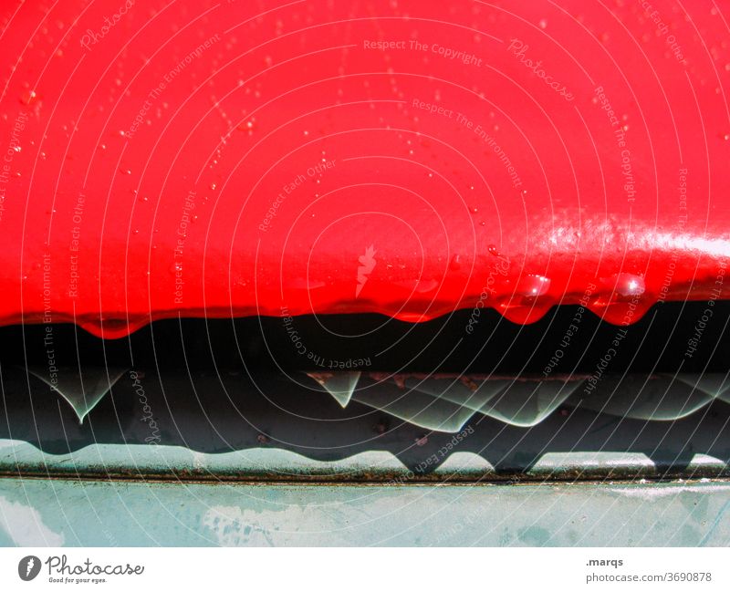 Raindrop on tarpaulin Drops of water Shadow Red Black Light (Natural Phenomenon) Structures and shapes Plastic Detail