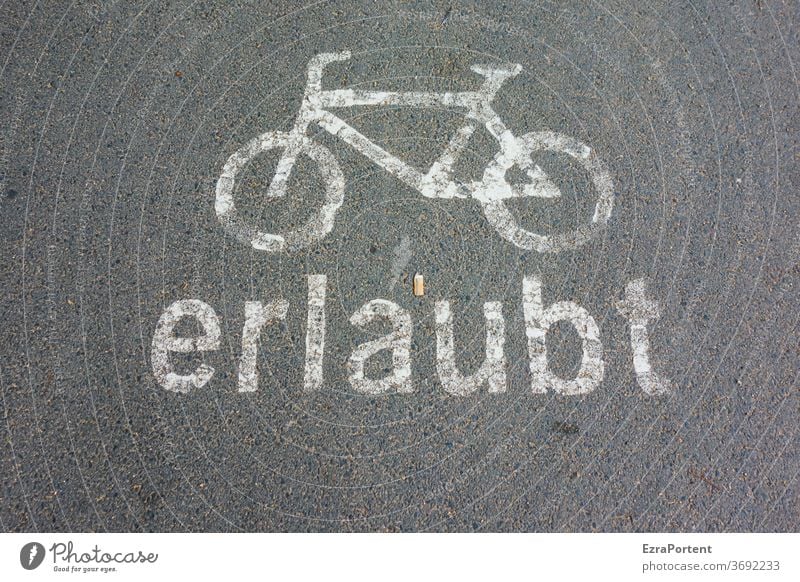 allowed| cycling and smoking Bicycle Cycling Cycle path Permission Characters Letters (alphabet) Asphalt Sign Bans Black White Transport turnaround Movement