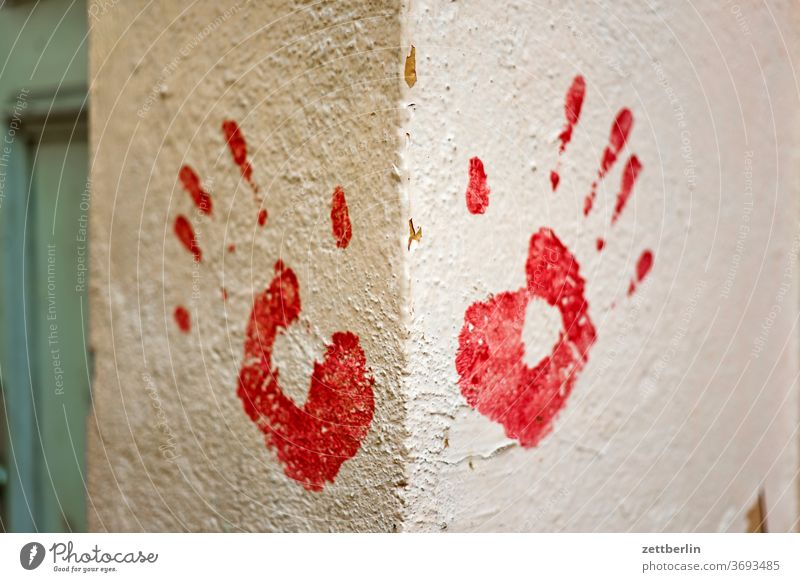 Handprint, right and left biometric data squeeze Lettering Biometry embassy Data Data protection Design DSGVO Colour Fingerprint Graffiti graffiti Grafitto