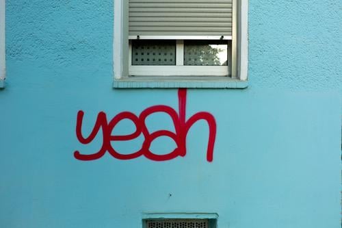 yeah Lettering embassy Design Colour Graffiti graffiti Grafitto Wall (barrier) Message writing tagg typo typography Vandalism Wall (building) Word she loves you