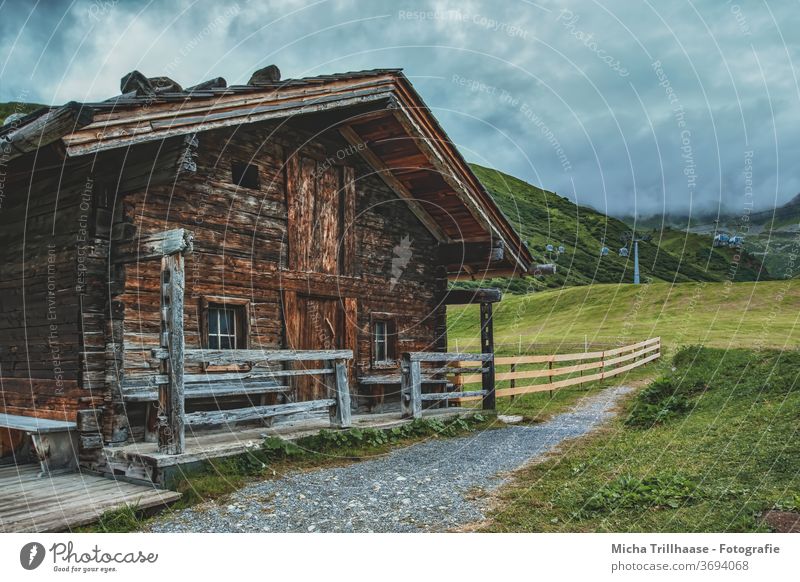 Mountain hut in the Alps Serfaus Fiss-Ladis Austria Federal State of Tyrol Landscape Alpine hut Wooden hut Barn Vacation & Travel Panorama (View) Long shot