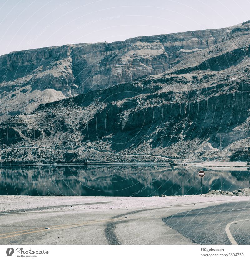 mirroring Israel The Dead Sea Mountain Water Mirror image reflection Street