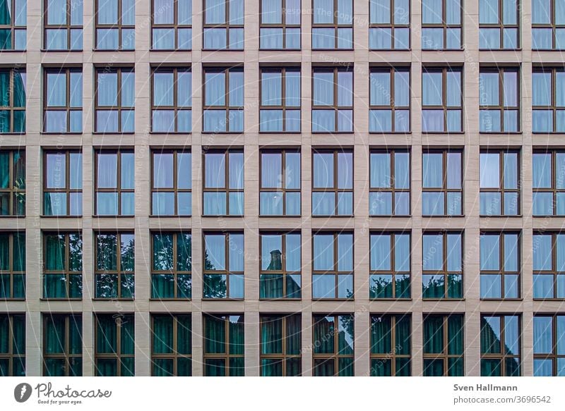 Modern architecture Architecture Facade built Design Light Esthetic Window Reflection Symmetry Minimalistic Elegant Line High-rise Deserted Arrangement Abstract