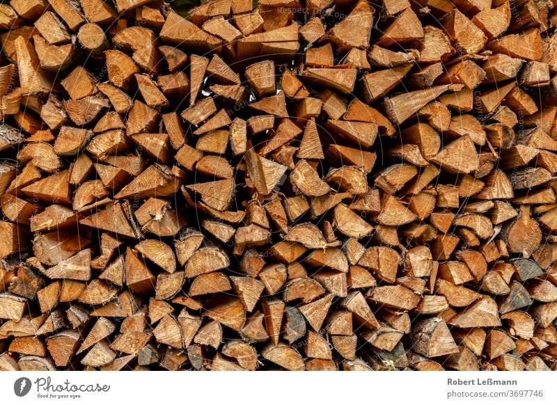 many logs are stacked and can be used as firewood Abstract Autumn background Brown Burn Chop Close-up co2 Copy Space Crushed Cut Detail ecologic Energy