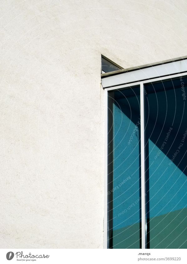 windows Window Minimalistic Facade Gray Blue turquoise Geometry Wall (building) Architecture Modern