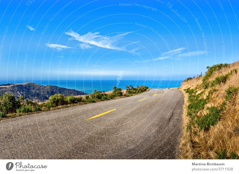 Scenic Highway no 1 on the pacific coast, California USA highway 101 california landscape ocean nature road route asphalt summer winding outdoor water waves day