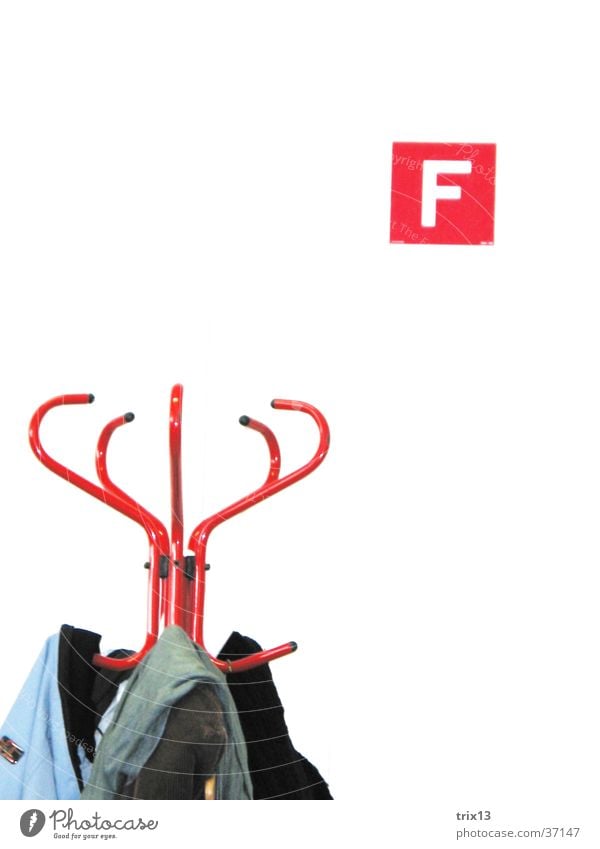 coat stands Red White Hallstand Jacket Wall (building) Things Mince f fire extinguisher symbol Detail