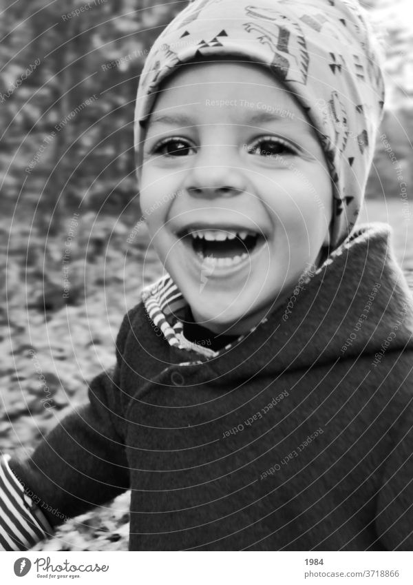 Laughing Child luck fun Joy untroubled Winter Playing Infancy smile portrait Funny Happiness Exterior shot
