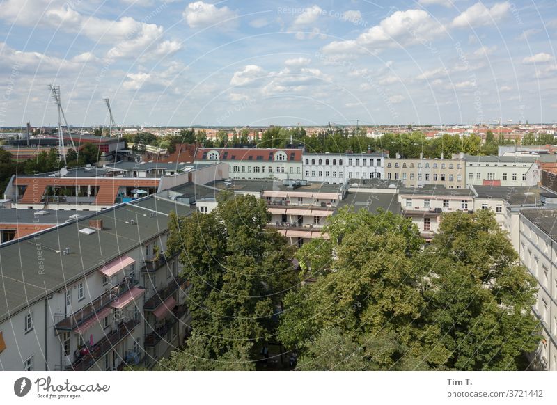 Prenzlauer Berg Berlin Chestnut tree Town Roof Downtown Sky Clouds Skyline Capital city Exterior shot Deserted Day Old town Colour photo