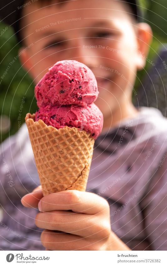 Child with ice cream cone in hand Ice Ice cream Summer Food Nutrition fruit Food photograph ice on a stick Refreshment Frozen Fruit ice cream ice-cream cone