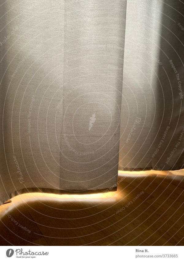 Light incidence under a curtain Curtain floor Wooden floor Interior sunshine sun protection