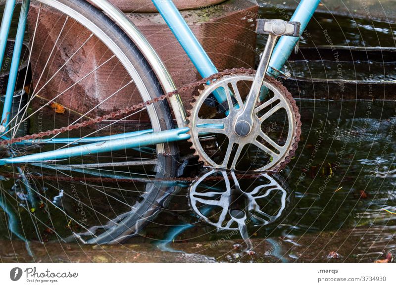 Water Bicycle Reflection Blue Mobility Old Means of transport Cycling conceit