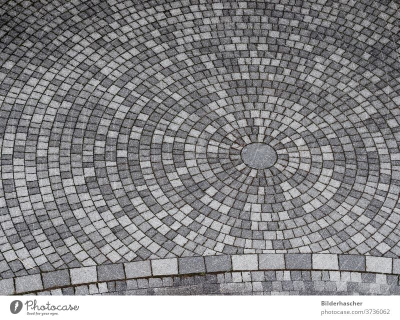 Paving stones, from above Pavement Circle Custody paved Pattern structure concrete blocks Adornment Path fixation Places Round Square Circular Rectangle Conical