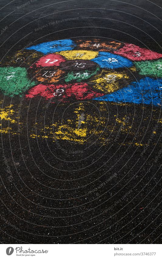 Dynamic spiral of happiness... Playing Playground game Playing field hopscotch Street Street art Street painting street game Spiral Chalk Asphalt