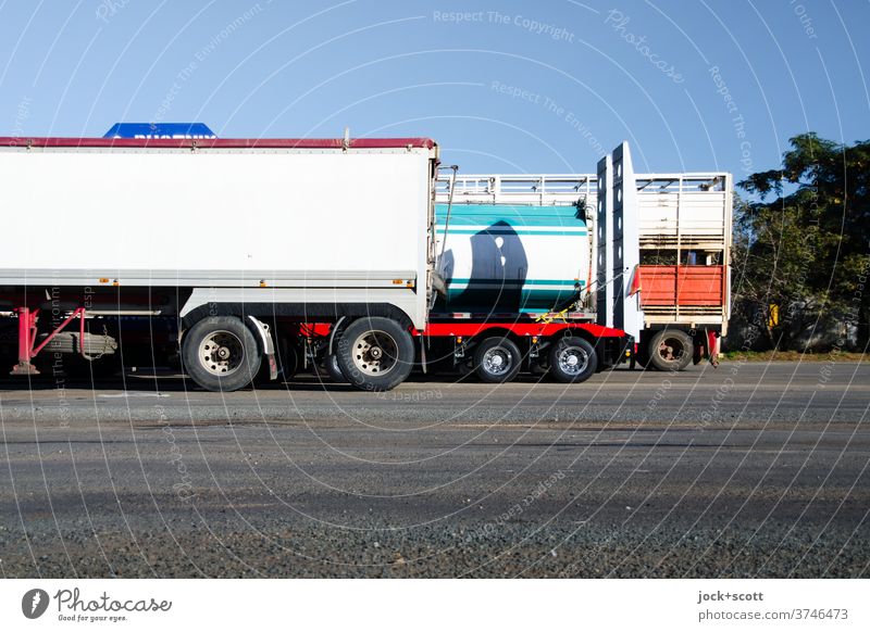 Truck Stop Trailer Logistics Means of transport Deliver Parking lot Australia lorry Asphalt Break Design heavy transport trailer Transportation vehicle