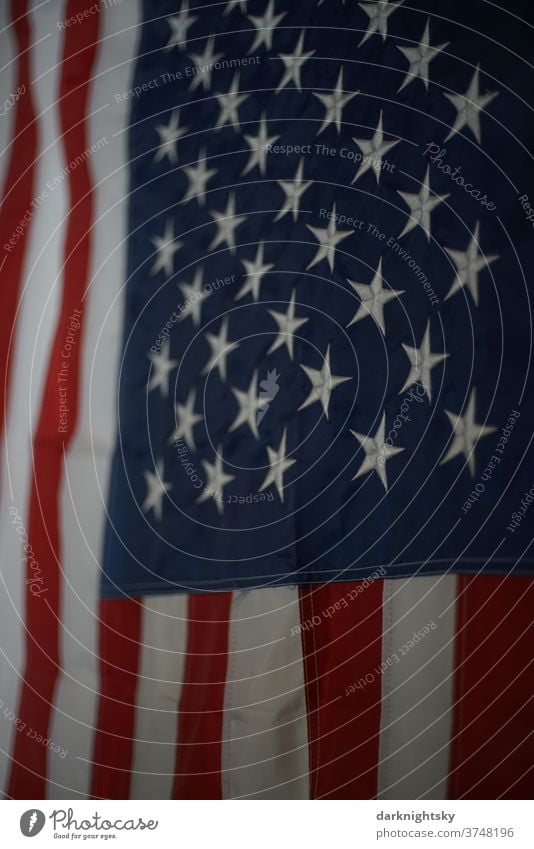 Flag of the United States of America National USA flag Americas stars Stripe Freedom Blue Symbols and metaphors Patriotism patriotically Colour photo seams