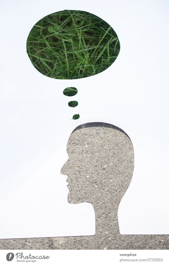 Think Green - Cobblestone pavement cut detail Garden Nature reserve brain Study Human being Biology Know silhouette Paper organic Organic active