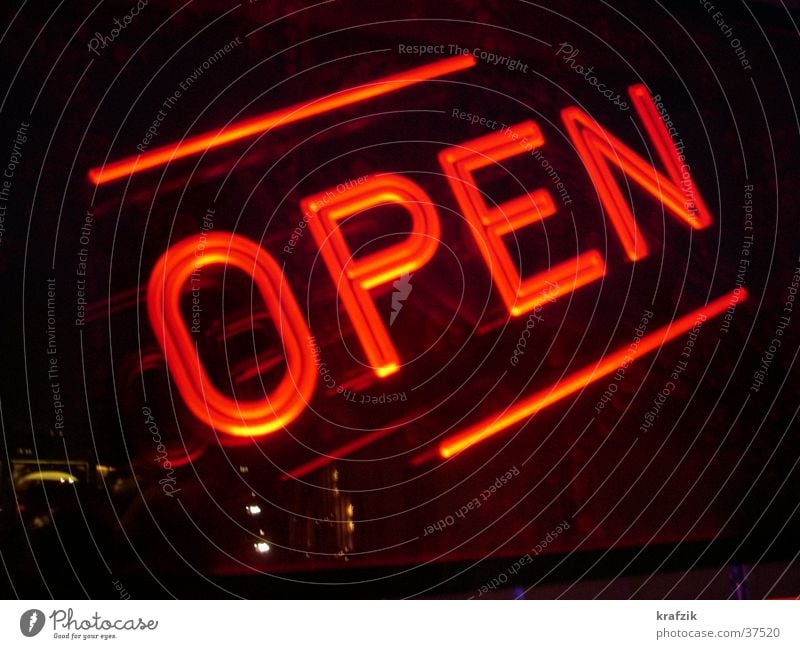 open in red Bar Light Lamp Neon sign Leisure and hobbies Signs and labeling