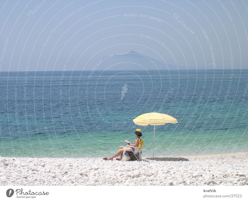 with parasol on the beach Summer Beach Ocean Europe Sun Water