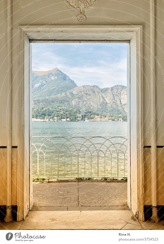 View of Lake Como outlook late summer vacation northern italy Bella Italia Way out Bellagio bench Architecture door