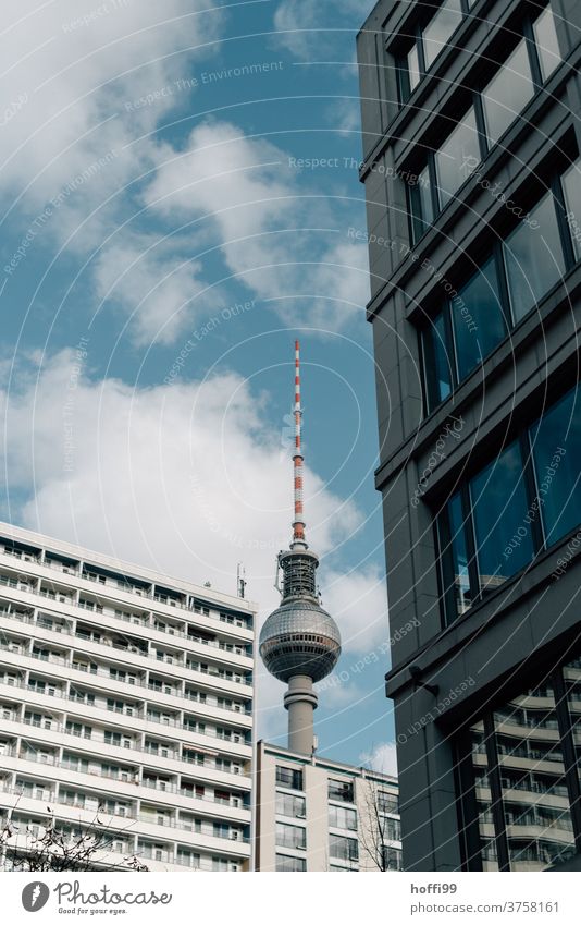 Television tower with house facades Berlin TV Tower Landmark Capital city Downtown Berlin Architecture Tourism Apartment Building Tourist Attraction