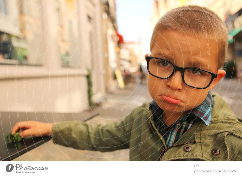 boy wearing glasees looking upset Crisis Abandoned Left conflict management tantrum Freedom of expression real people Human rights Humanity Inhibition Concern