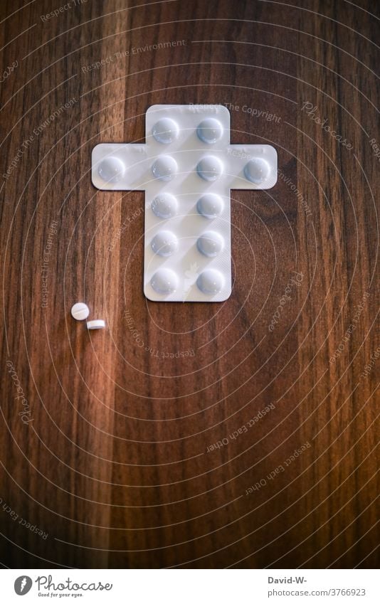 Medication / tablets in the form of a cross | vital medicine Healthy Belief Crucifix drugs Pill Illness Medical treatment Life Death Hope Pharmaceuticals Prayer