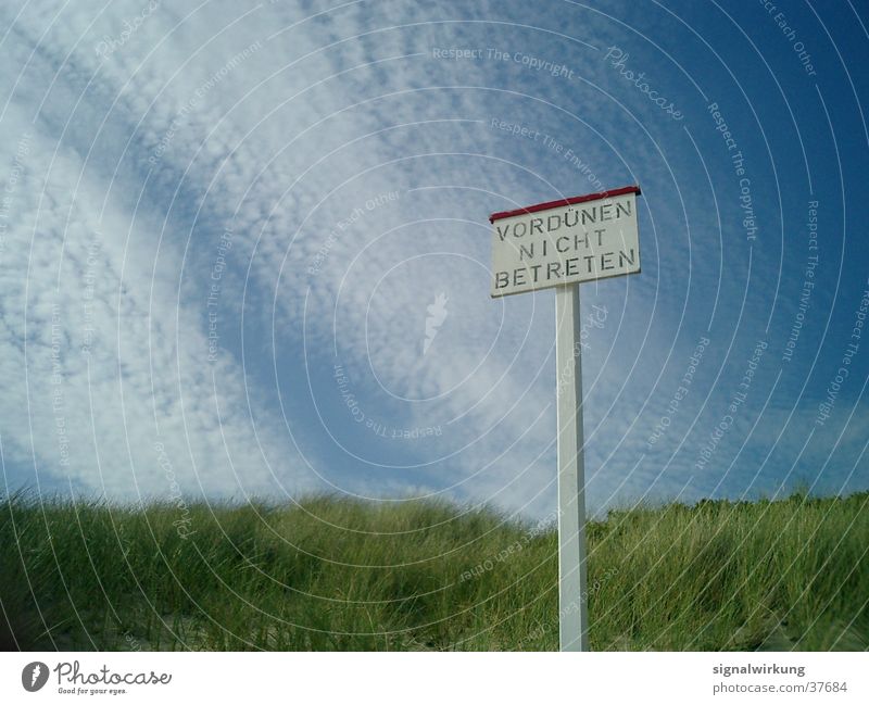 Do not enter Clouds Prohibition sign Beach Beach dune North Sea summer breeze