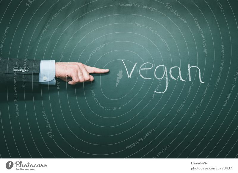 vegan - point / point with your finger Nutrition Forefinger Word lifestyle Healthy sustainability Intensive stock rearing Species-appropriate veganism diet