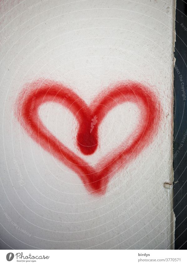 heart sprayed with red paint. Red heart. graffiti Heart Graffiti Love Wall (building) Infatuation Romance Emotions luck Joie de vivre (Vitality) Spring fever