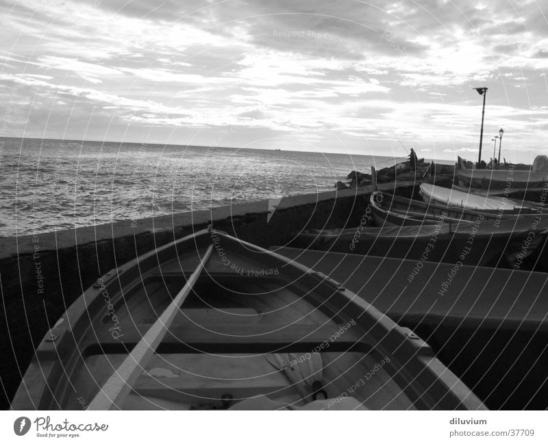 Restricted project Watercraft Wall (barrier) Ocean Longing Black & white photo Digital photography