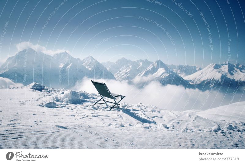 Unobstructed view of the Alps Environment Landscape Sky Horizon Winter Climate Weather Fog Ice Frost Snow Rock Mountain Peak Snowcapped peak Folding chair