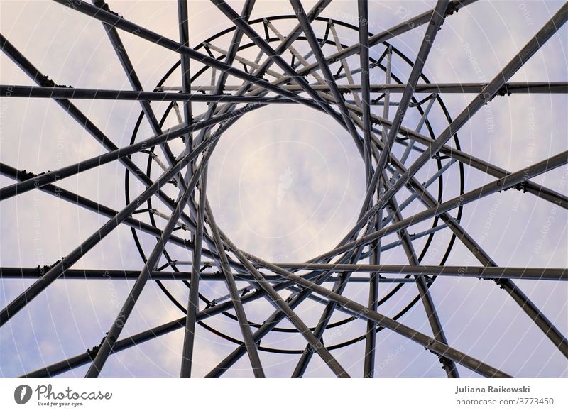 round symmetrical steel construction - Mae West in Munich Steel construction Exterior shot Colour photo Architecture Iron Sky Tourist Attraction Worm's-eye view