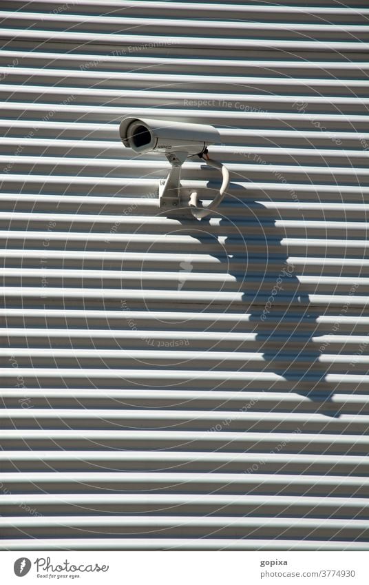 Security camera on a wall Surveillance camera Wall (building) Shadow Testing & Control Safety secure sb./sth. defense observation Police state Observe