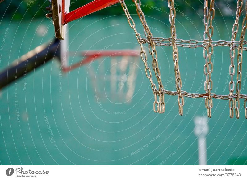basketball hoop, street basket in Bilbao city Spain sport play playing equipment game competition abandoned old court field park playground outdoors broken